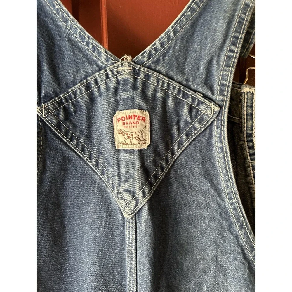 Vintage Pointer Brand Denim Overall Workwear USA Size W34 L36 Men 90s Worn - Picture 10 of 11